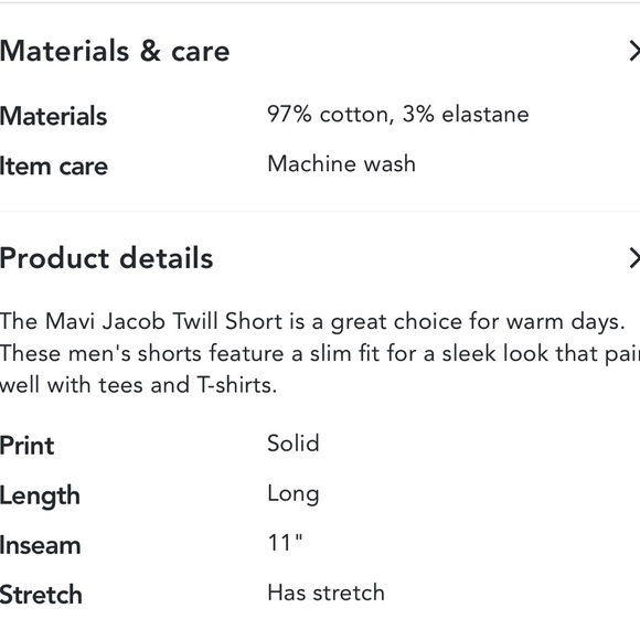 Mavi Jean Co. “Jacob” twill chino shorts 32” waist - Picture 6 of 7